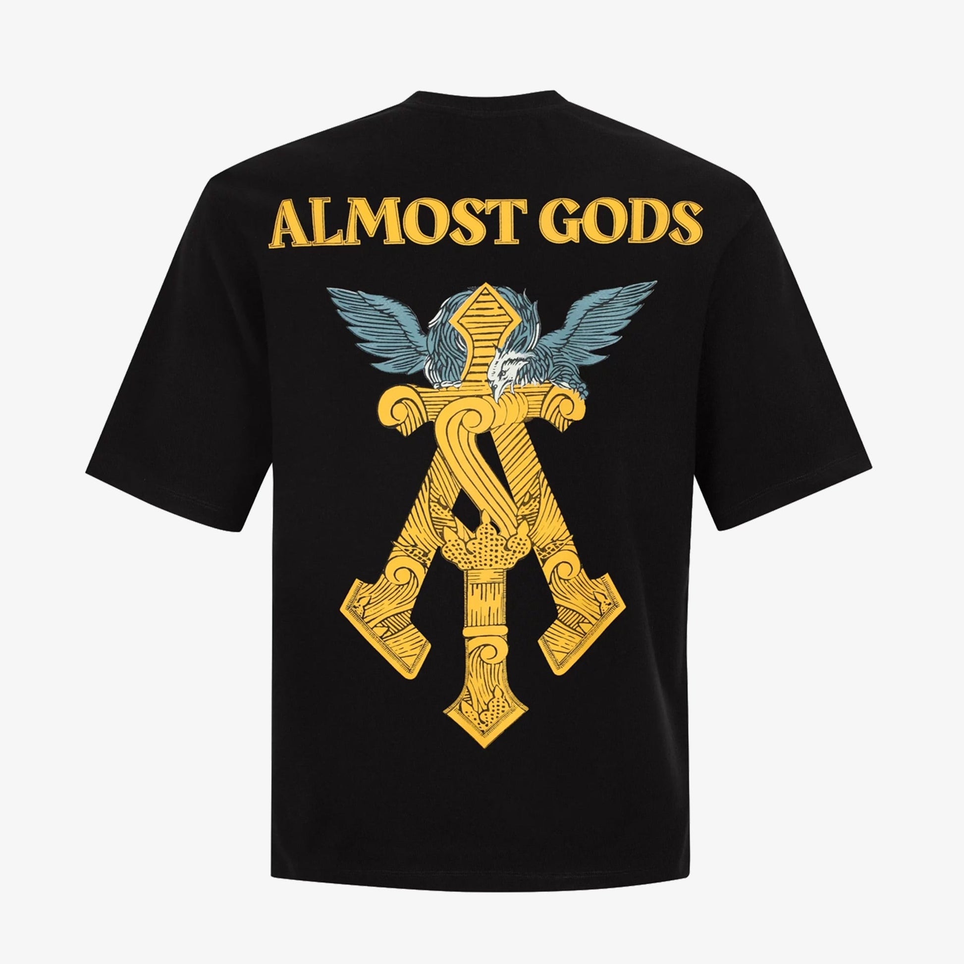 ALMOST GODS | GILDED ALPHA CROSS RELAXED TEE { BLACK/GOLD