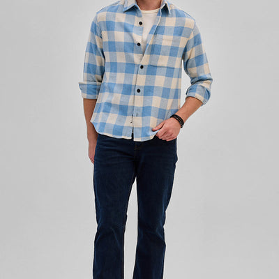 Blue Flannel Checks Overshirt