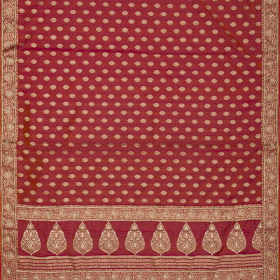 Purple And Mustard Woven Banarasi Khadi Georgette Saree With Floral Motifs