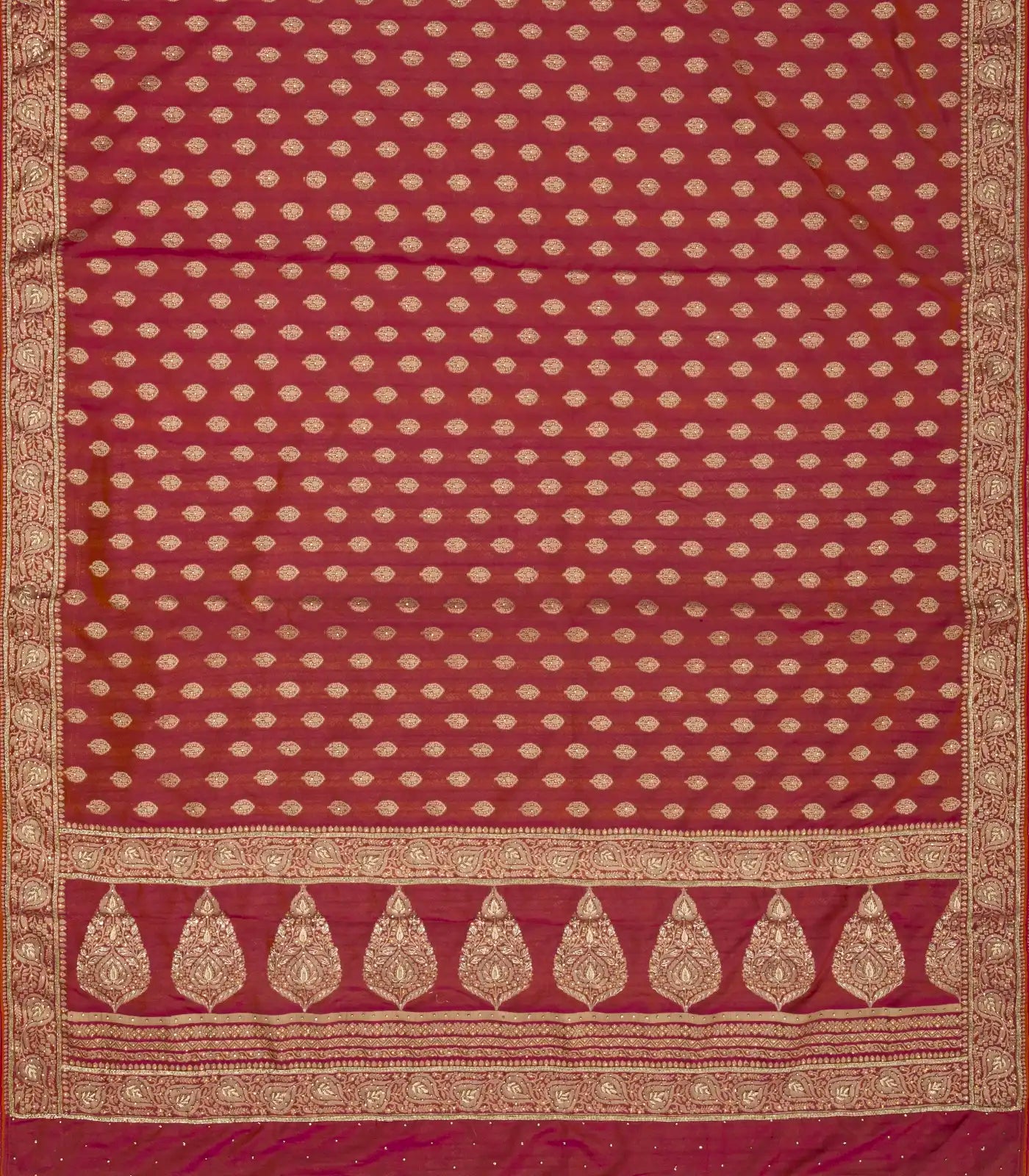 Purple And Mustard Woven Banarasi Khadi Georgette Saree With Floral Motifs