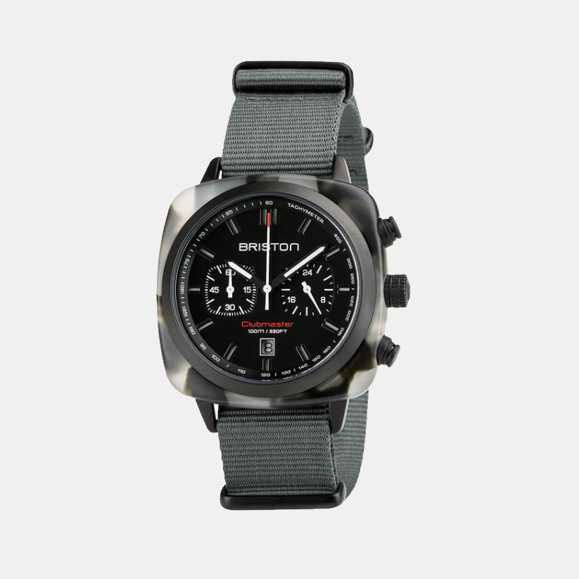 Clubmaster Sport Men Quartz Matt Black Dial Chronograph Nato Watch 18142.PBAM.GTS.3.NG