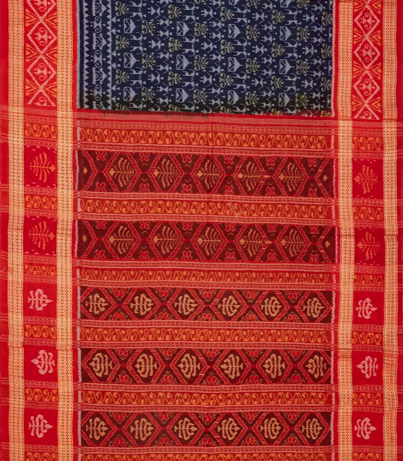 Violet Handloom Orissa Cotton Saree With Tie & Dye Tribal Motifs