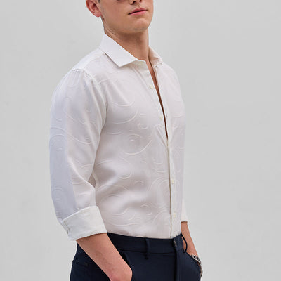White Self-Design Shirt