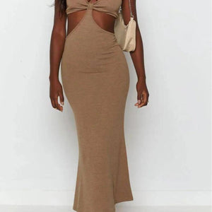 Reya Bodycon Holiday Dress in Brown
