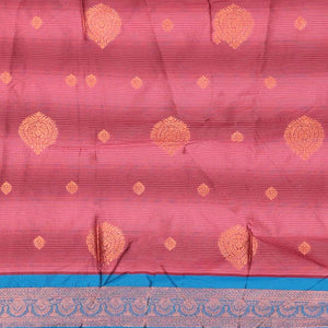 Maroon banaras half-saree with zari buttas, contrast zari butta blouse, big traditional zari border & intricate dhavani