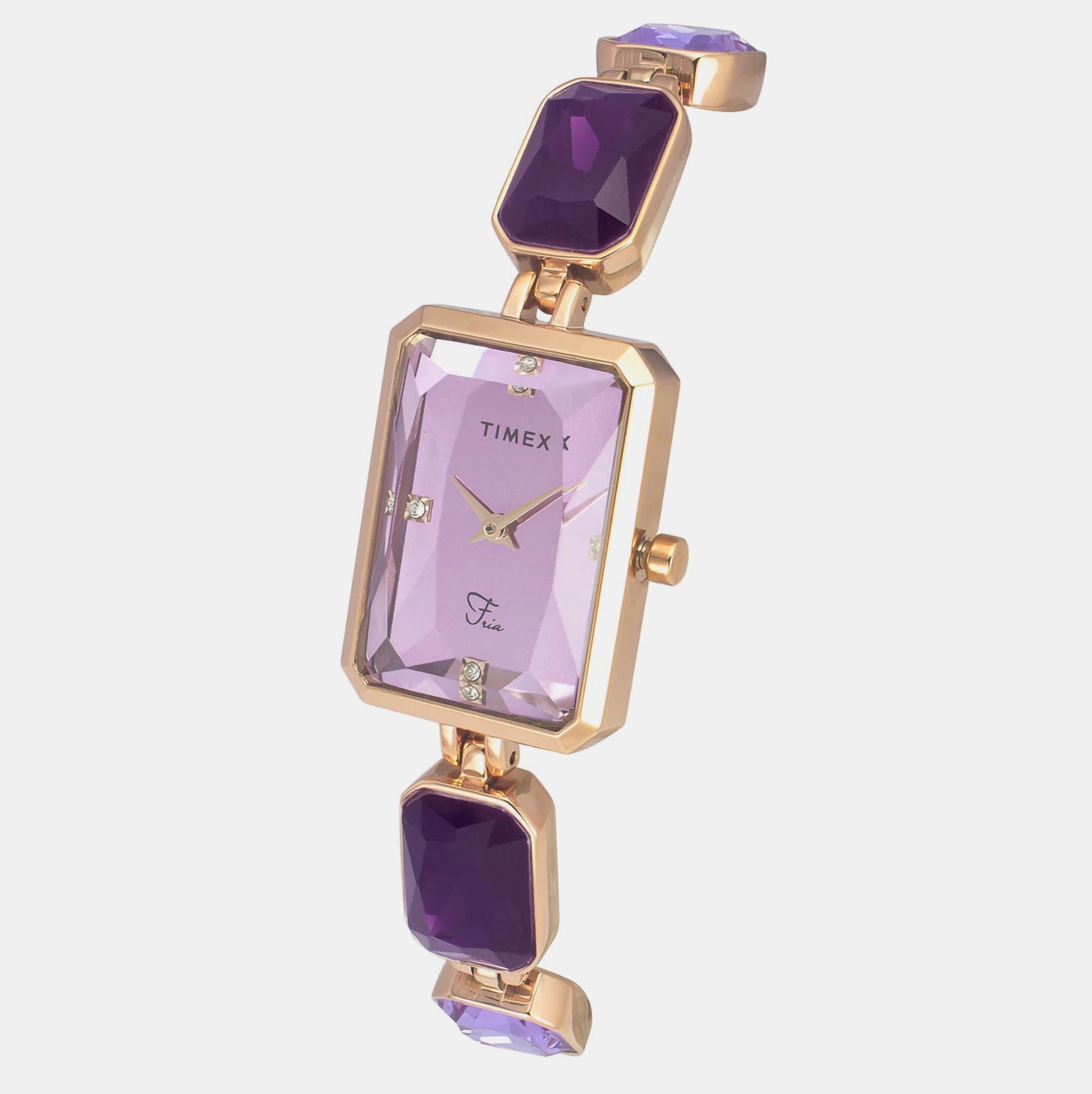 Fria Women Quartz Lavender Dial Analog Brass Watch TWEL16901