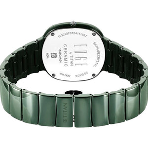 Titan Squircle Camo Quartz Analog Green Dial Ceramic Strap Watch For Unisex 38mm 1841QC05