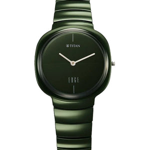 Titan Squircle Camo Quartz Analog Green Dial Ceramic Strap Watch For Unisex 38mm 1841QC05