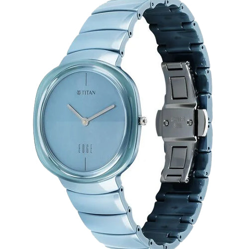 Titan Squircle Camo Quartz Analog Blue Dial Ceramic Strap Watch For Unisex 38mm 1841QC07