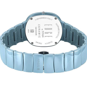 Titan Squircle Camo Quartz Analog Blue Dial Ceramic Strap Watch For Unisex 38mm 1841QC07