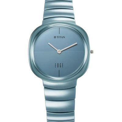 Titan Squircle Camo Quartz Analog Blue Dial Ceramic Strap Watch For Unisex 38mm 1841QC07