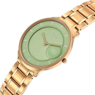 Titan Edge Murals Quartz Analog Green Dial Stainless Steel Strap Watch For Men 38mm 1843WM02