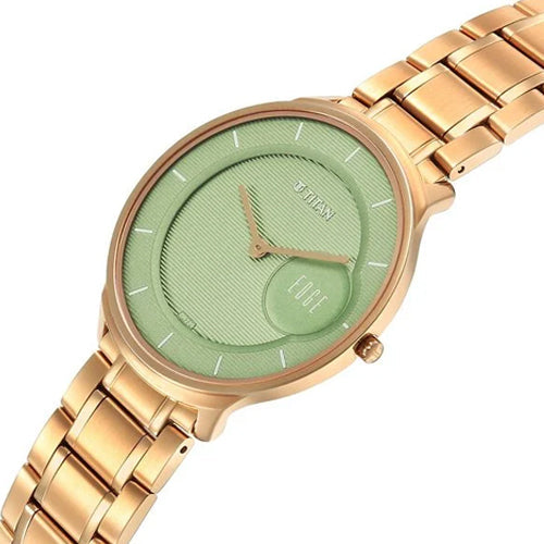 Titan Edge Murals Quartz Analog Green Dial Stainless Steel Strap Watch For Men 38mm 1843WM02