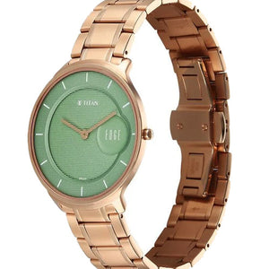 Titan Edge Murals Quartz Analog Green Dial Stainless Steel Strap Watch For Men 38mm 1843WM02