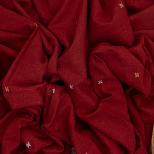 Crimson Handloom Bhujodi Cotton Saree With Cross Buttas