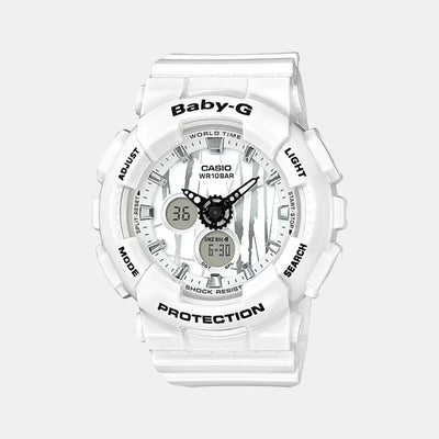 Baby-G Women Quartz White Dial Analog-Digital Resin Watch B176