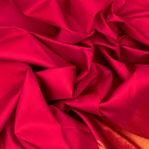 Crimson Handloom Kanchipuram Silk Saree With Zari Temple Border