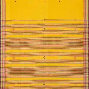 Mustard Handloom Bhujodi Cotton Saree With Buttas