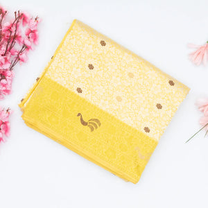 Yellow Handloom Banarasi Silk Saree With Meena Floral Motifs