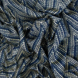 Navy Blue Woven Chanderi Cotton Saree With Printed Chevron Motifs