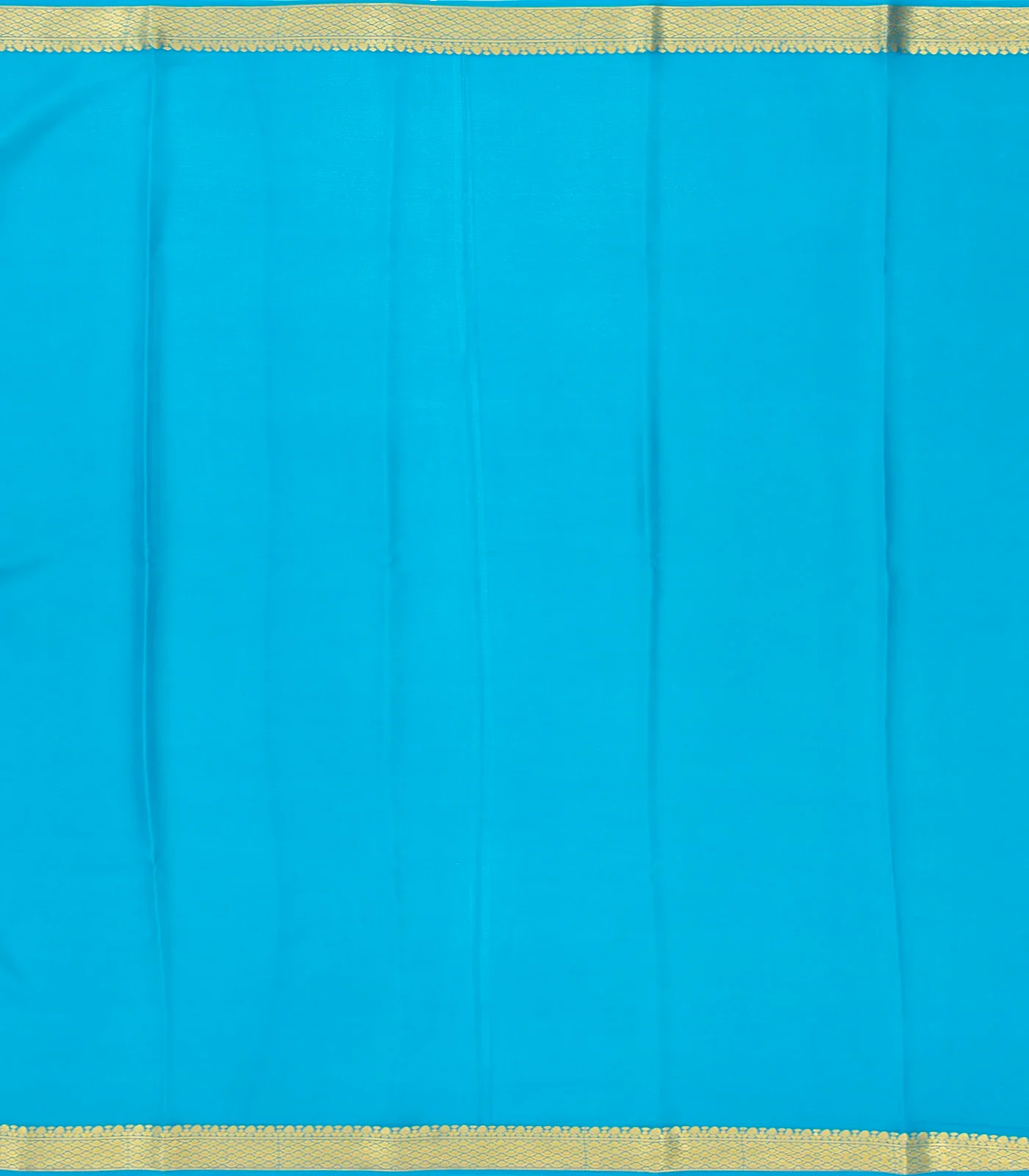 Crimson Mysore Plain Crepe Silk Saree With Cyan Border