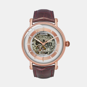E Class Men Automatic Silver Dial Analog Leather Watch TWEG16719