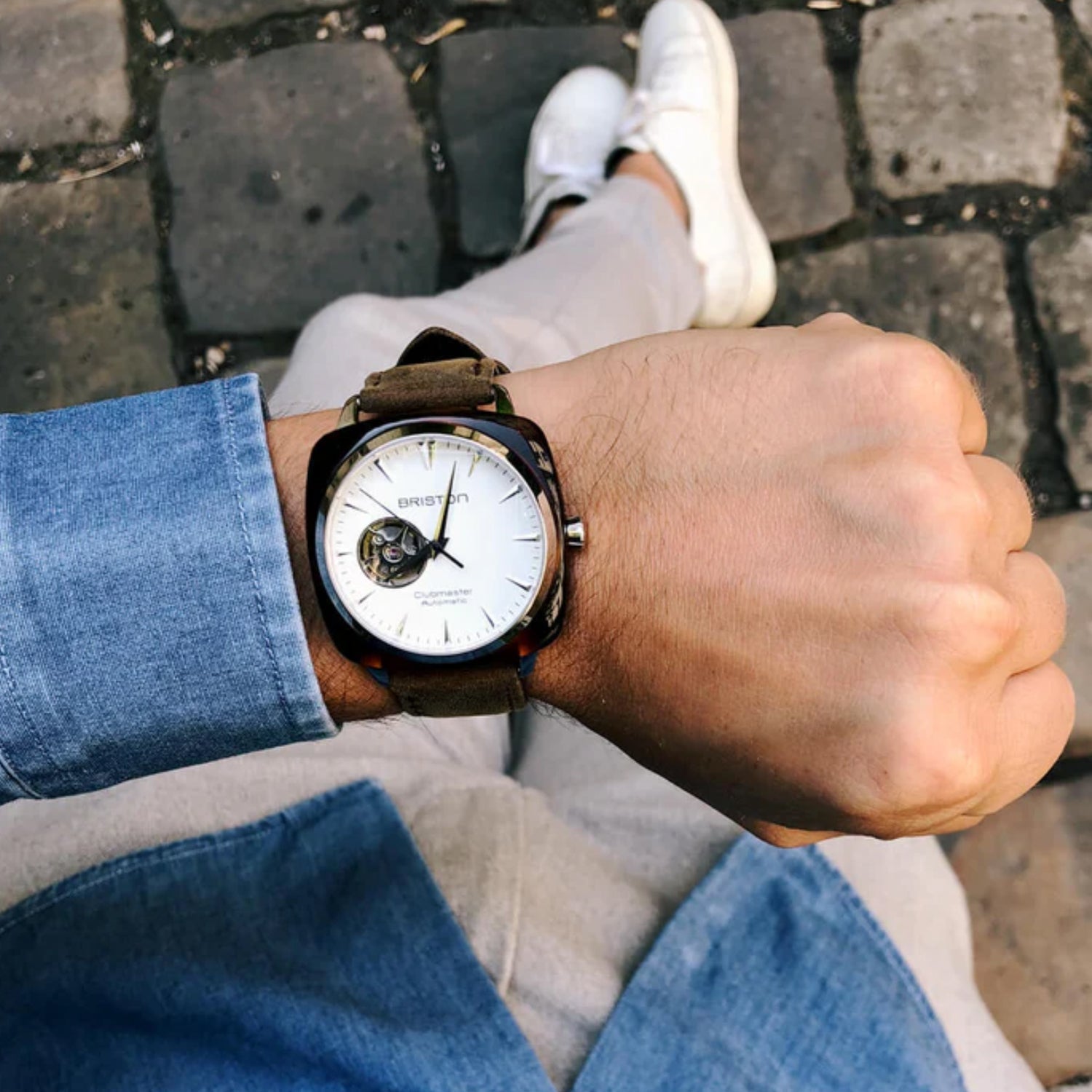 Clubmaster Iconic Men Automatic White Dial Analog Leather Watch 18740.SA.TI.2.LVBR