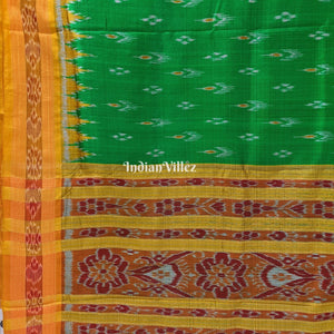 Green Yellow Mayur Chandrika Khandua Silk Saree