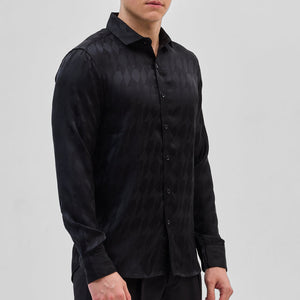 Black Self-Design Shirt