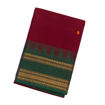 Pink Handloom Chettinad Cotton Saree With Floral Buttas