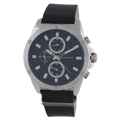 Giordano Men's Blue Dial & Black Leather Strap Watch