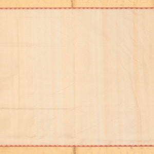 Cream Handloom Silk Cotton Saree With Checks & Annam Motifs
