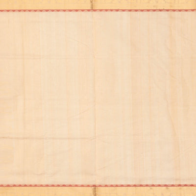 Cream Handloom Silk Cotton Saree With Checks & Annam Motifs