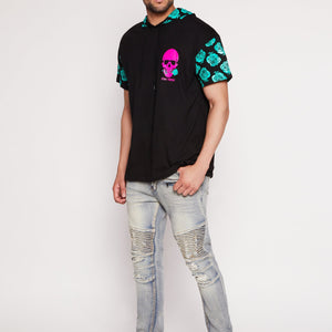 Mens Acid Wash Distressed Moto Skinny Jeans