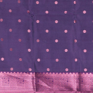 Celeste blue butter silk saree with floral buttas, contrast rose copper zari design border & intricate pallu