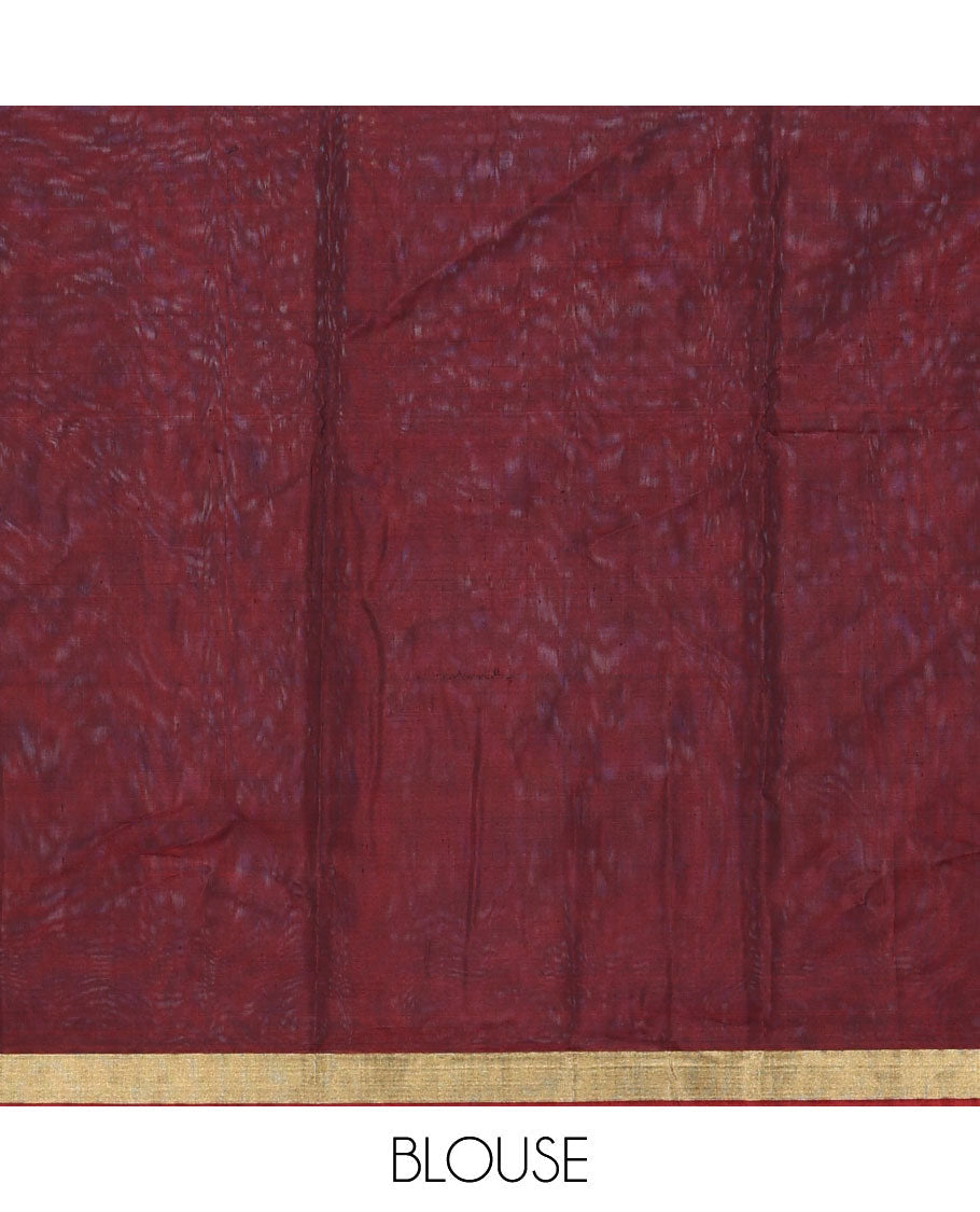 Blue silk cotton saree with zari buttas, bavanji zari border & contrast pallu of jaal designs