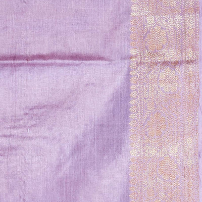 Violet tusser silk saree with zari buttas, traditional motifs zari border & intricate pallu