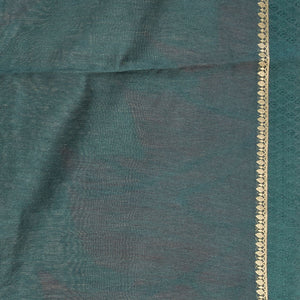 Green vine & flower design printed moonga tussar with zari design border