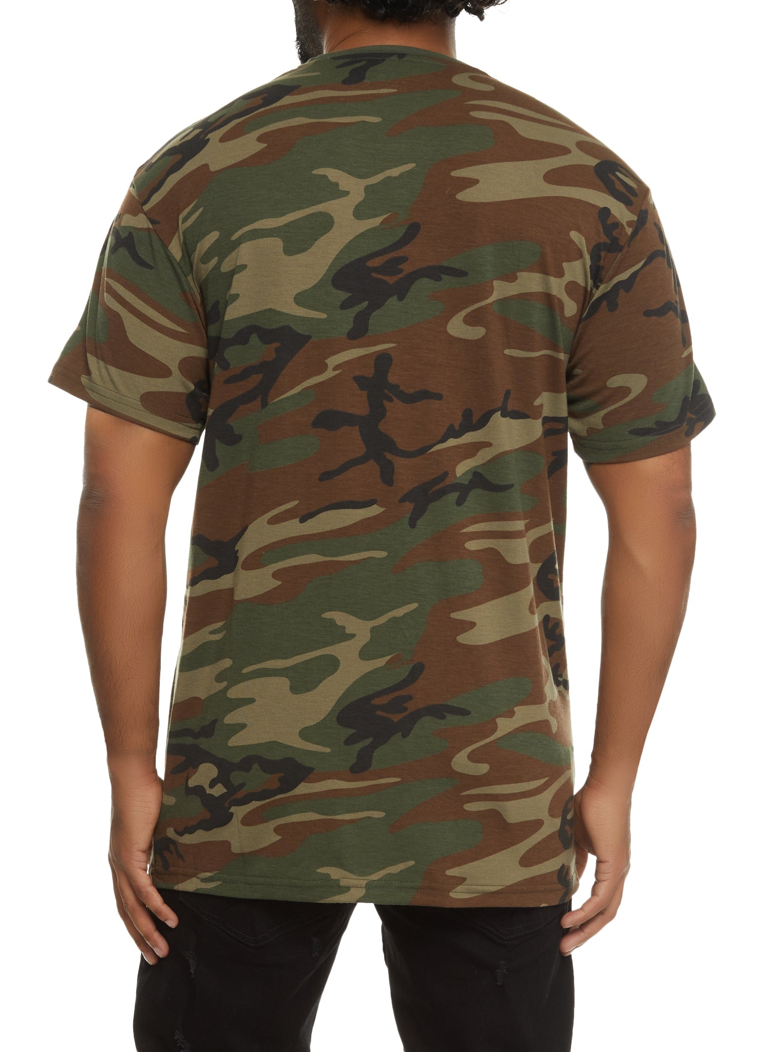 Mens Hero Rhinestone Patch Graphic Camo Tee