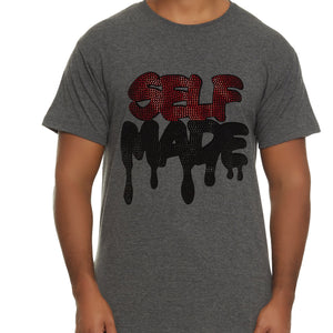 Mens Self Made Rhinestone Patch Graphic Tee