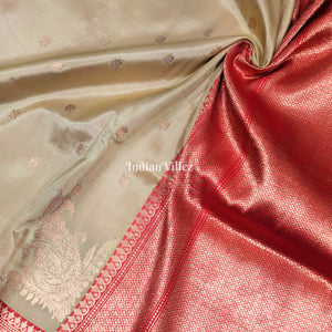Handwoven Sandalwood Color Banarasi Katan Silk Saree