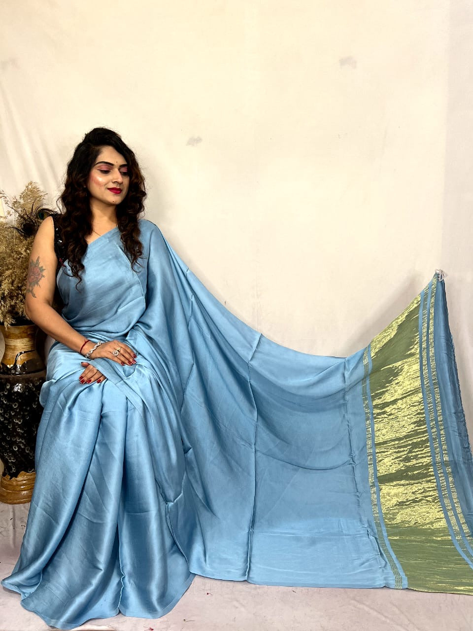 Modal Silk Lagdi Zari Pallu Saree