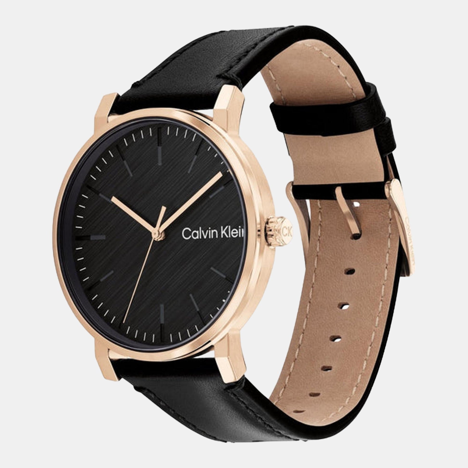 Ck Slate Men Quartz Black Dial Analog Leather Watch 25200318