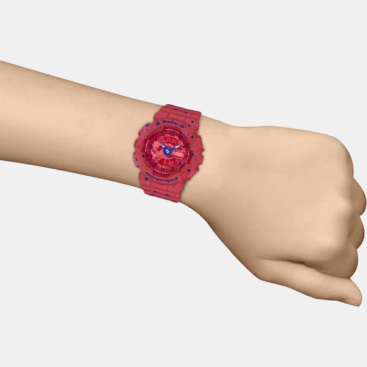 Baby-G Women Quartz Red Dial Analog-Digital Resin Watch B203