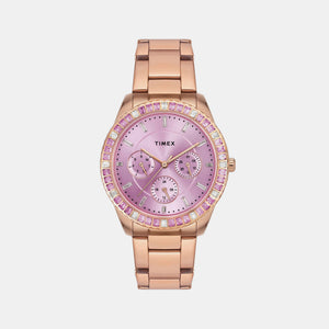 E Class Women Quartz Rose Gold Dial Analog Stainless Steel Watch TWEL16801