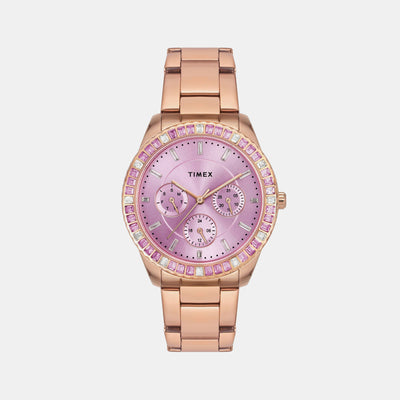 E Class Women Quartz Rose Gold Dial Analog Stainless Steel Watch TWEL16801