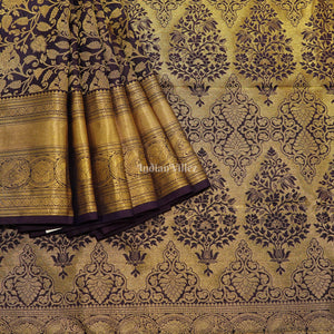 Exclusive Purple Golden Pure Kanjivaram Silk Saree