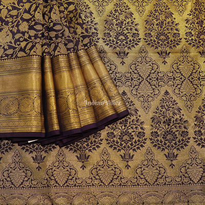 Exclusive Purple Golden Pure Kanjivaram Silk Saree