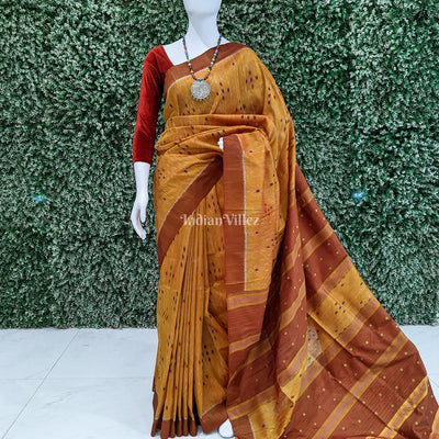 Golden & Deep Bronze Contemporary Gopalpur Tussar Silk Saree