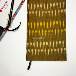 Mehndi Green Handmade Ikat Woven Cotton Fabric Cover Diary